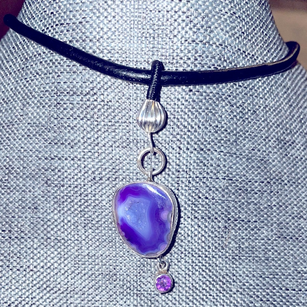 Natural Amethyst Agate Accent Pendant